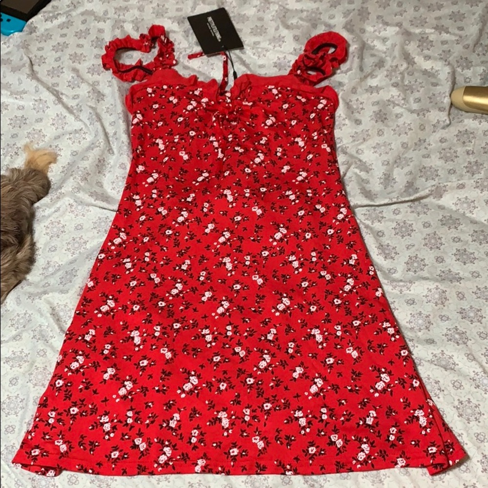 Red Floral Print Dress - Picture 2 of 2